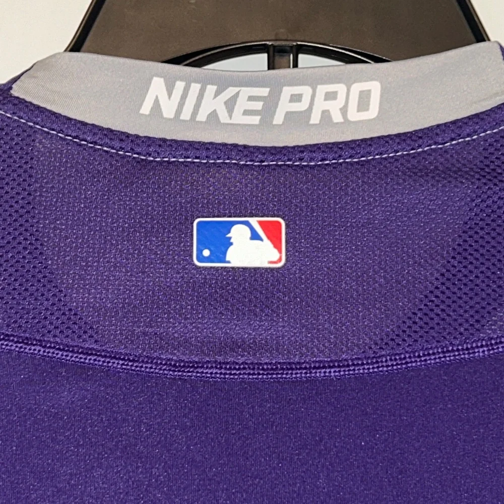 Nike MLB Dri Fit Pro Tee Shirt Men’s S Purple Gray Baseball Compression Athletic